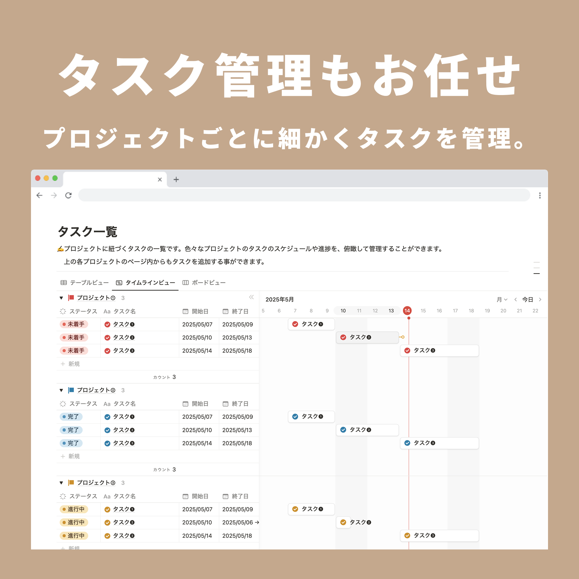 Notion プロジェクト管理テンプレート