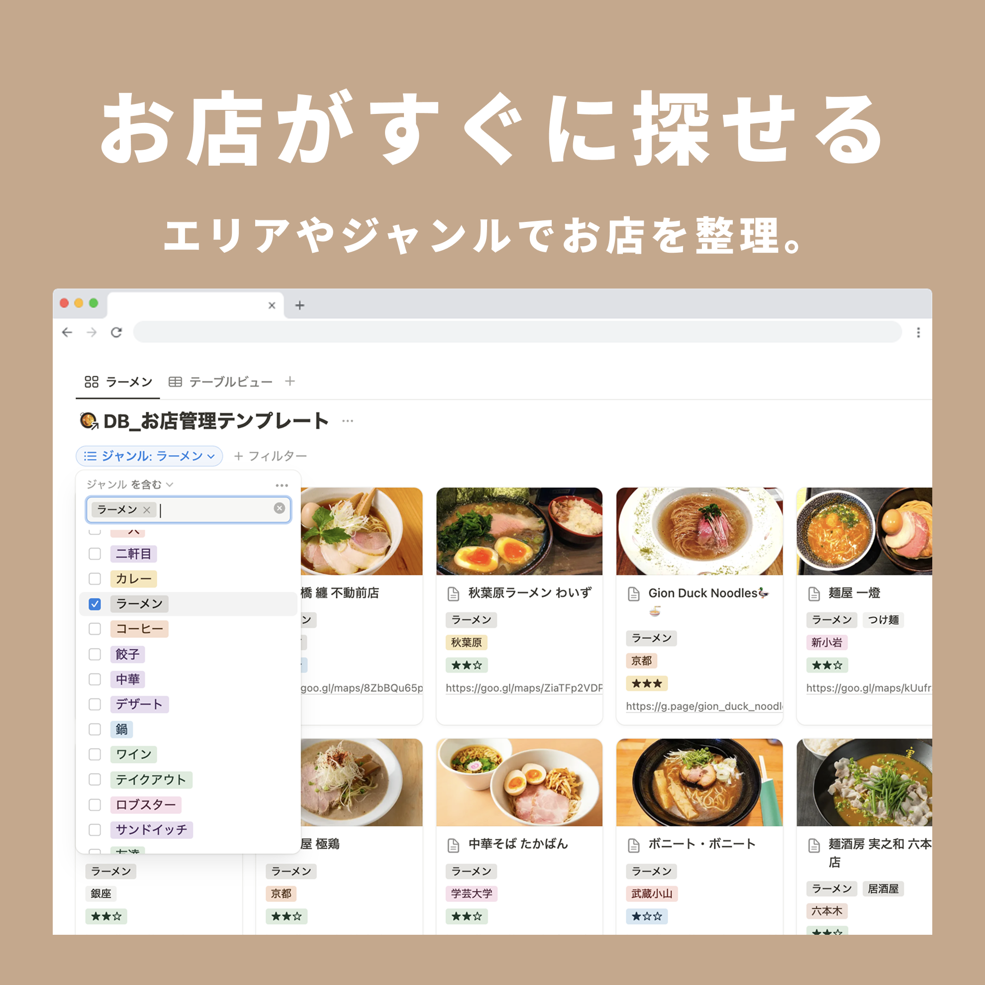 Notion お店管理テンプレート