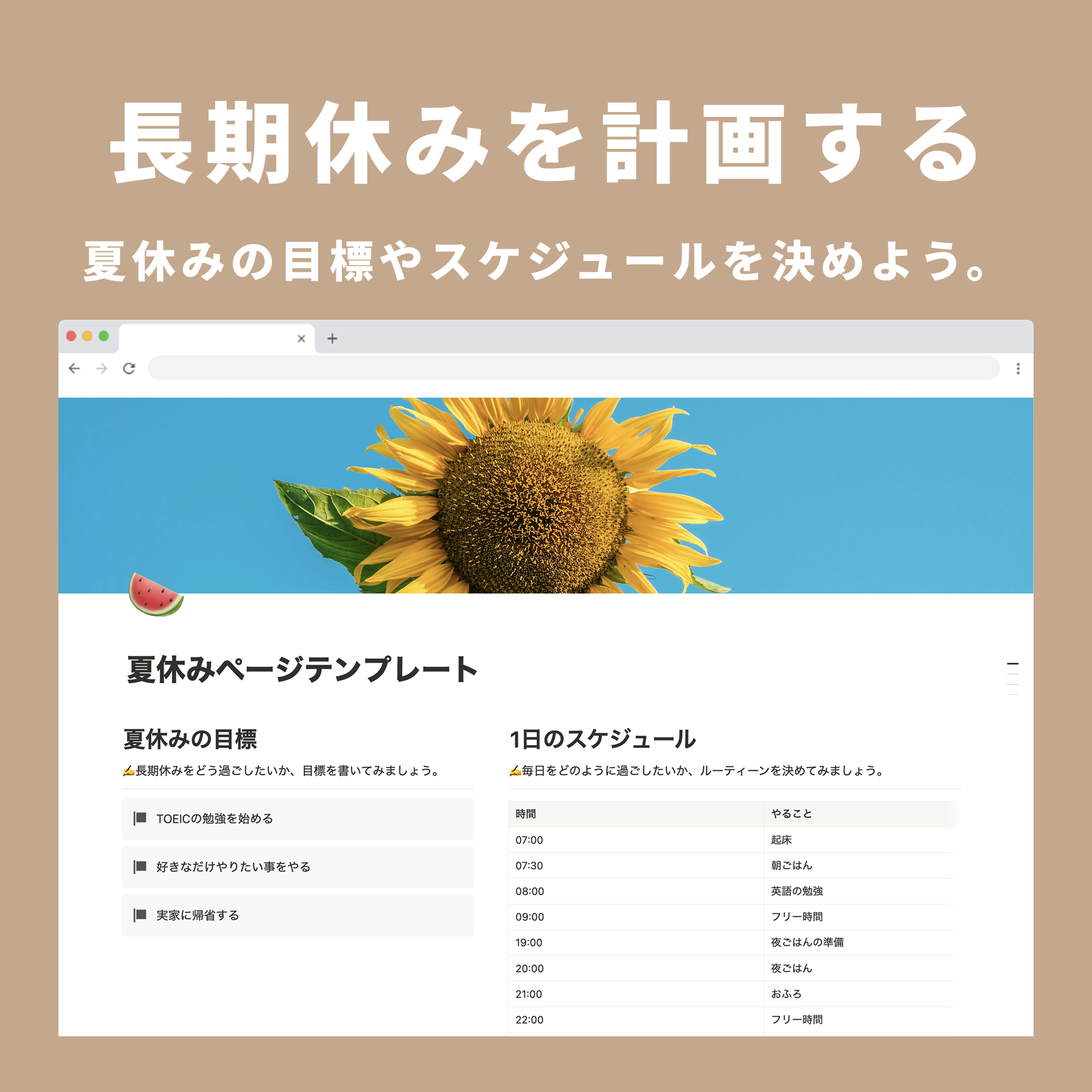 Notion Summer Vacation Template
