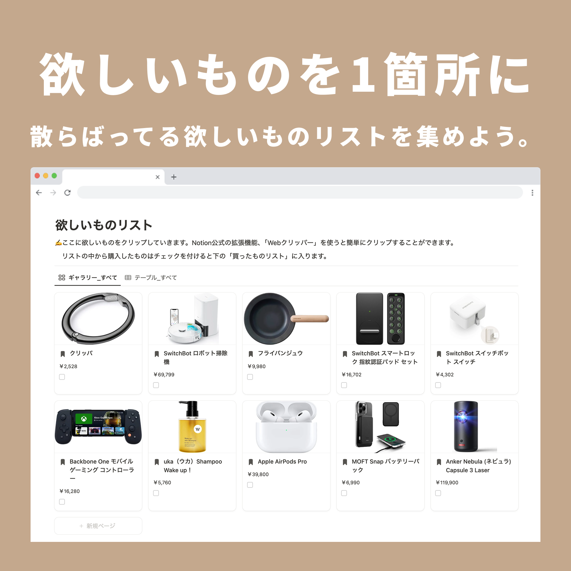 Notion Wish List Template