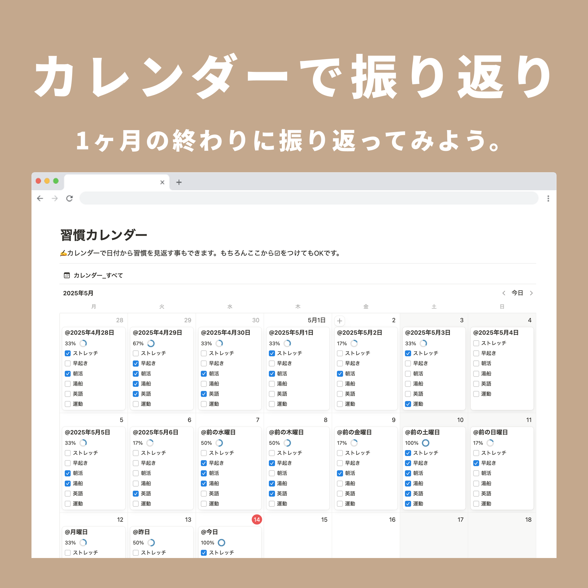 Notion 習慣トラッカーテンプレート